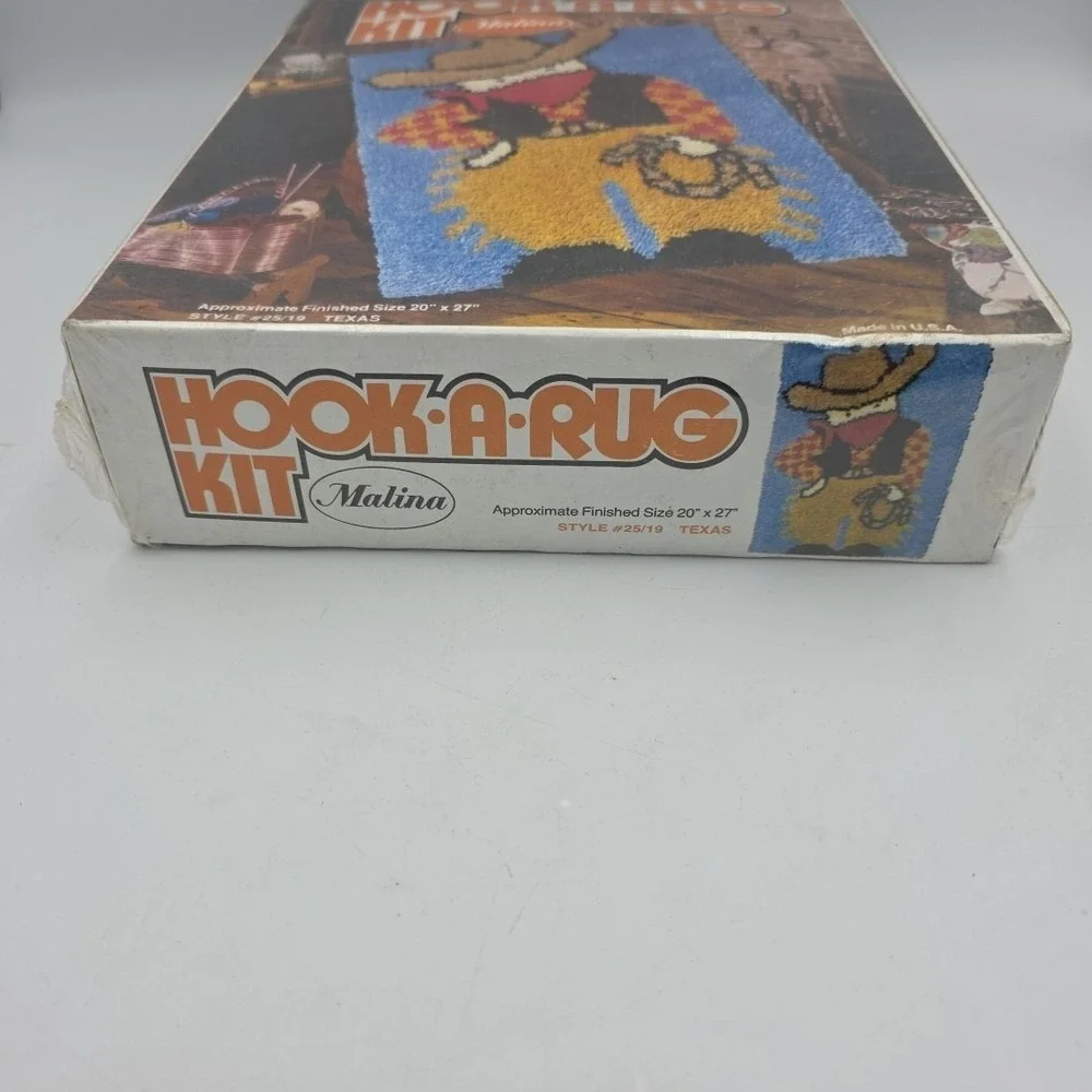 Vintage Malina Texas Hook A Rug Kit Cowboy Wrangler 20